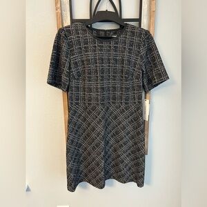 Calvin Klein short sleeve mid short dress black with plaid different colors